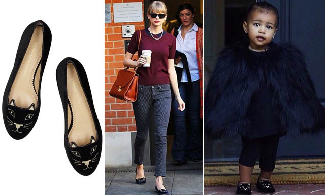 (Taylor Swift y North West usando los Kitty Flats)