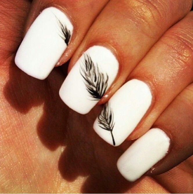 White-Nails-with-Feather