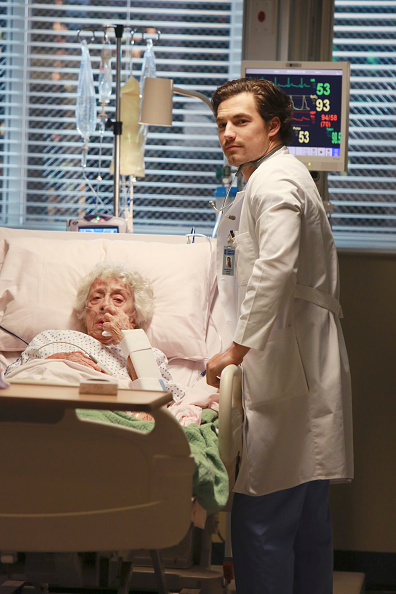 GREY'S ANATOMY - "Old Time Rock'n Roll" -- Owen suggests the interns learn a vital lesson on how to break bad news to patients' families, and Arizona's 90-year-old patient reassures her that she's destined to find love again. Meanwhile, the sisters completely forget about the dinner party they're hosting for everyone, on "Grey's Anatomy," THURSDAY, OCTOBER 15 (8:00--9:00 p.m., ET) on the ABC Television Network. (Ron Tom/ABC via Getty Images)