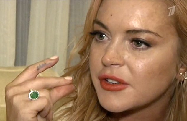 Lindsay Lohan giving interview