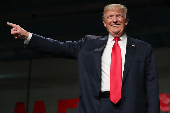 WARREN, MI - OCTOBER 31: Republican presidential nominee Donald Trump holds a campaign rally at Macomb Community College South Campus October 31, 2016 in Warren, Michigan. With just eight days until the election, polls show a slight tightening in the race. (Photo by Chip Somodevilla/Getty Images)