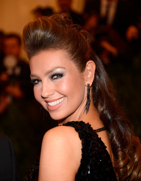 NEW YORK, NY - MAY 06: Thalia attends the Costume Institute Gala for the "PUNK: Chaos to Couture" exhibition at the Metropolitan Museum of Art on May 6, 2013 in New York City. (Photo by Kevin Mazur/WireImage)