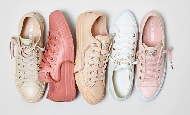 converse piel rosa