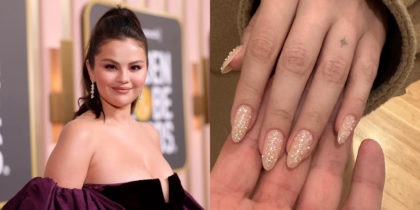 Replica el manicure con polvos de Swarovski de Selena Gomez